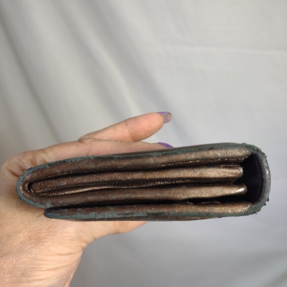 PRADA Nappa Gaufre Women's Metallic Copper Leather Bi-Fold Wallet - Picture 4 of 16